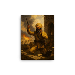 Battle of Saragarhi last signal from stone fort canvas print on a plain backdrop in size 12"x16".