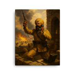 Battle of Saragarhi last signal from stone fort canvas print on a plain backdrop in size 16"x20".