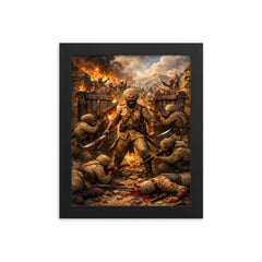 Battle of Saragarhi last stand at gate framed print on a plain backdrop in size 8"x10".