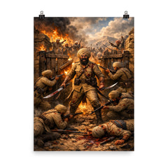 Battle of Saragarhi last stand at gate poster on a plain backdrop in size 8"x10".