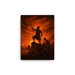 Battle of Saragarhi last stand at sunset canvas print on a plain backdrop in size 12"x16".