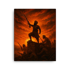 Battle of Saragarhi last stand at sunset canvas print on a plain backdrop in size 16"x20".