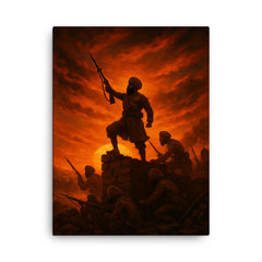Battle of Saragarhi last stand at sunset canvas print on a plain backdrop in size 18"x24".
