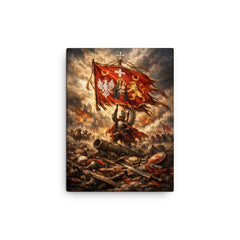 Battle of Vienna standard over broken siege lines canvas print on a plain backdrop in size 12"x16".