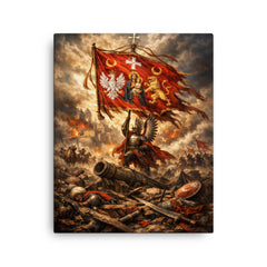 Battle of Vienna standard over broken siege lines canvas print on a plain backdrop in size 16"x20".