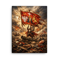 Battle of Vienna standard over broken siege lines canvas print on a plain backdrop in size 18"x24".
