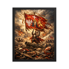 Battle of Vienna standard over broken siege lines framed print on a plain backdrop in size 16"x20".