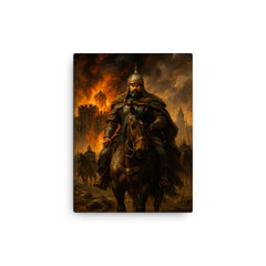 Batu Khan before the smoking gates of Ryazan canvas print on a plain backdrop in size 12"x16".