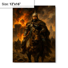 Batu Khan before the smoking gates of Ryazan metal print on a plain backdrop in size 12"x16".