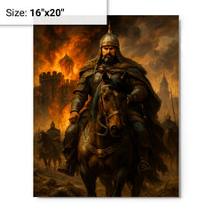 Batu Khan before the smoking gates of Ryazan metal print on a plain backdrop in size 16"x20".