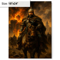 Batu Khan before the smoking gates of Ryazan metal print on a plain backdrop in size 18"x24".