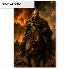 Batu Khan before the smoking gates of Ryazan metal print on a plain backdrop in size 24"x36".