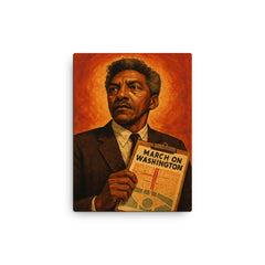 Bayard Rustin march planner portrait canvas print on a plain backdrop in size 12"x16".