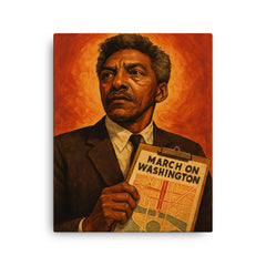 Bayard Rustin march planner portrait canvas print on a plain backdrop in size 16"x20".