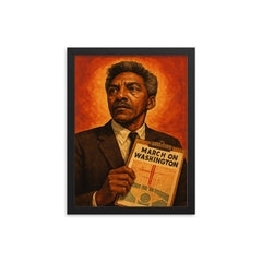 Bayard Rustin march planner portrait framed print on a plain backdrop in size 12"x16".
