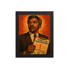 Bayard Rustin march planner portrait framed print on a plain backdrop in size 8"x10".