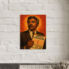 Bayard Rustin march planner portrait metal print mockup