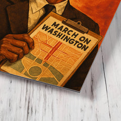 Bayard Rustin march planner portrait metal print mockup