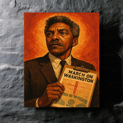 Bayard Rustin march planner portrait metal print mockup