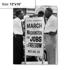 Bayard Rustin metal print on a plain backdrop in size 12"x16".