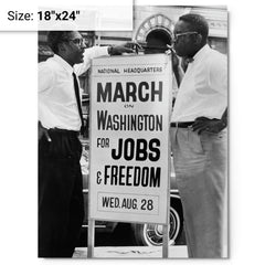 Bayard Rustin metal print on a plain backdrop in size 18"x24".