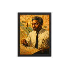 Bayard Rustin organizing march route framed print on a plain backdrop in size 12"x16".