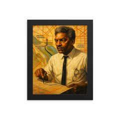 Bayard Rustin organizing march route framed print on a plain backdrop in size 8"x10".
