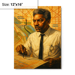Bayard Rustin organizing march route metal print on a plain backdrop in size 12"x16".