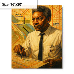 Bayard Rustin organizing march route metal print on a plain backdrop in size 16"x20".