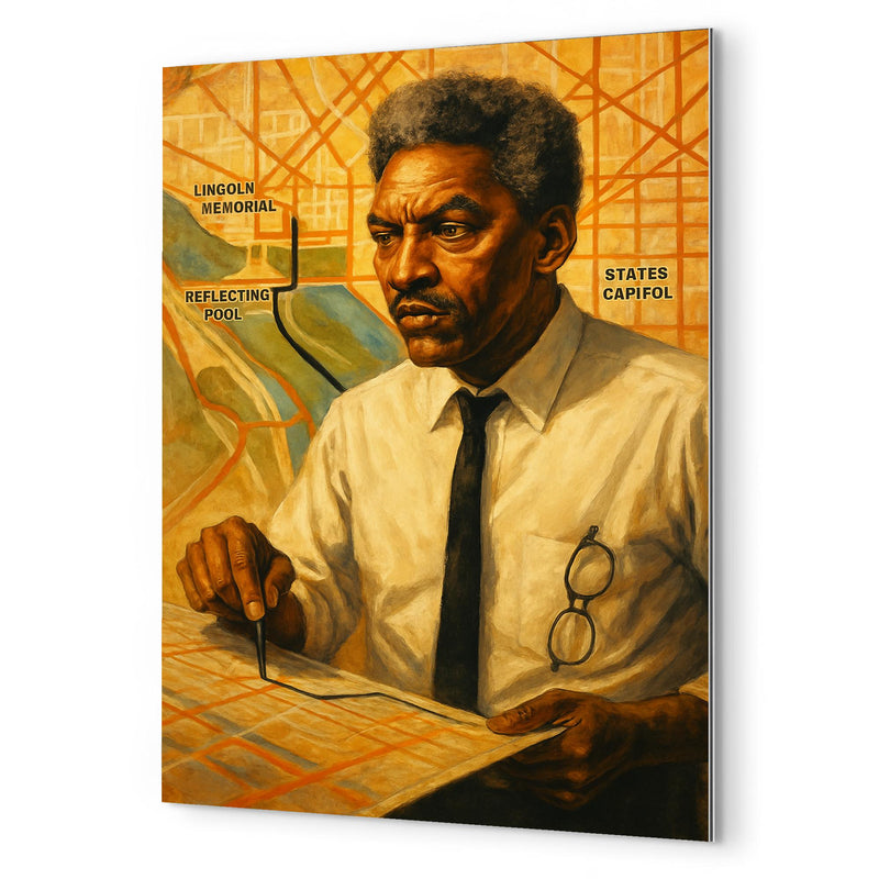 Bayard Rustin organizing march route metal print mockup
