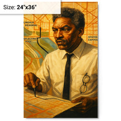 Bayard Rustin organizing march route metal print on a plain backdrop in size 24"x36".
