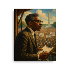 Bayard Rustin organizing the March from backstage canvas print on a plain backdrop in size 16"x20".