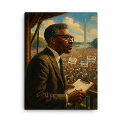 Bayard Rustin organizing the March from backstage canvas print on a plain backdrop in size 18"x24".