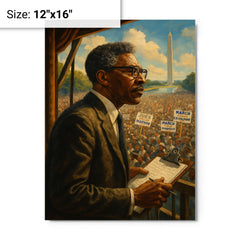 Bayard Rustin organizing the March from backstage metal print on a plain backdrop in size 12"x16".