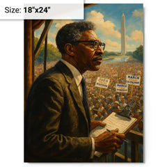 Bayard Rustin organizing the March from backstage metal print on a plain backdrop in size 18"x24".