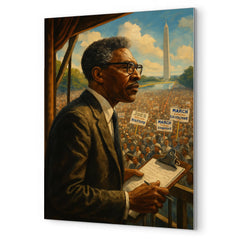 Bayard Rustin organizing the March from backstage metal print mockup