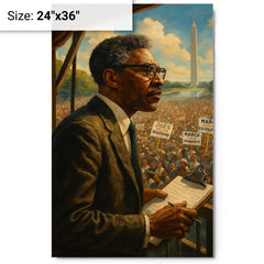 Bayard Rustin organizing the March from backstage metal print on a plain backdrop in size 24"x36".