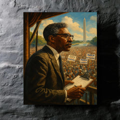 Bayard Rustin organizing the March from backstage metal print mockup