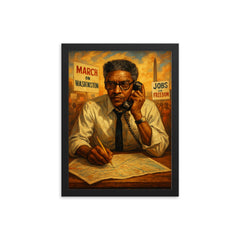 Bayard Rustin organizing the March on Washington framed print on a plain backdrop in size 12"x16".