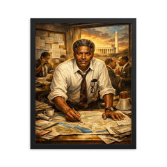 Bayard Rustin organizing the March on Washington framed print on a plain backdrop in size 16"x20".