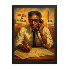 Bayard Rustin organizing the March on Washington framed print on a plain backdrop in size 18"x24".