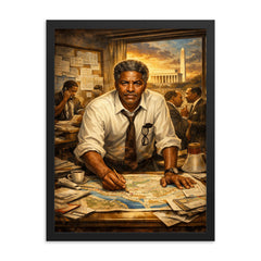 Bayard Rustin organizing the March on Washington framed print on a plain backdrop in size 18"x24".
