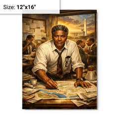 Bayard Rustin organizing the March on Washington metal print on a plain backdrop in size 12"x16".