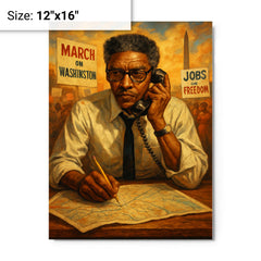 Bayard Rustin organizing the March on Washington metal print on a plain backdrop in size 12"x16".