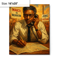 Bayard Rustin organizing the March on Washington metal print on a plain backdrop in size 16"x20".