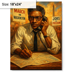 Bayard Rustin organizing the March on Washington metal print on a plain backdrop in size 18"x24".