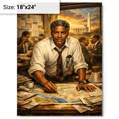 Bayard Rustin organizing the March on Washington metal print on a plain backdrop in size 18"x24".