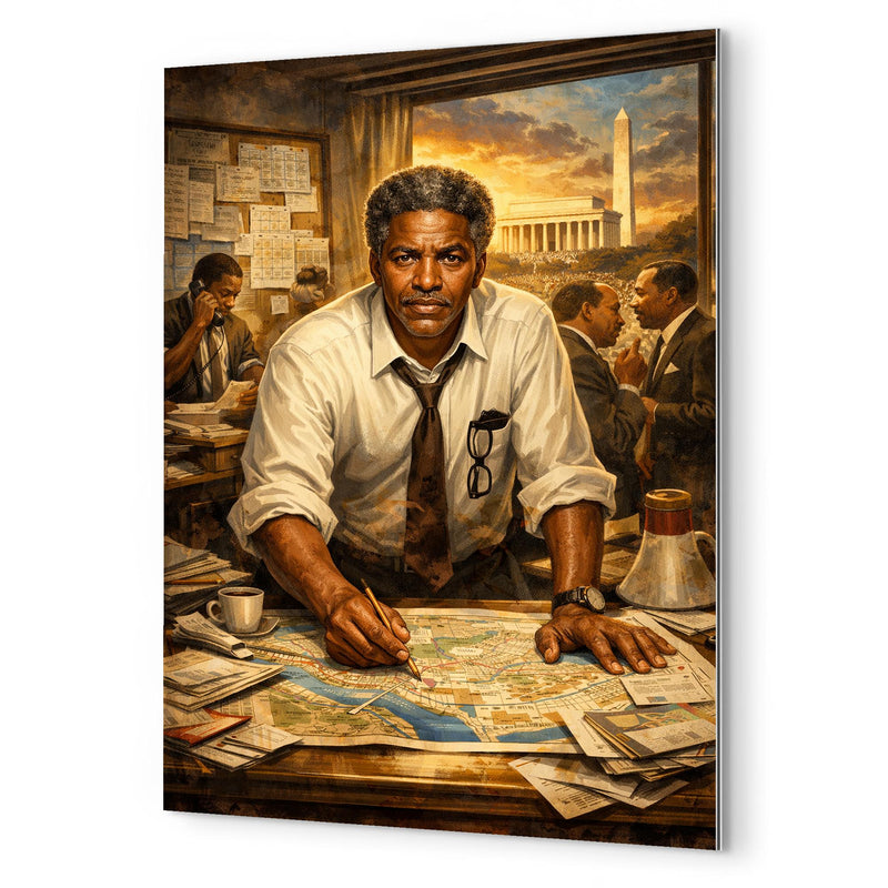 Bayard Rustin organizing the March on Washington metal print mockup