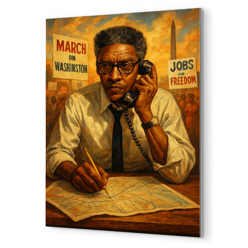 Bayard Rustin organizing the March on Washington metal print mockup