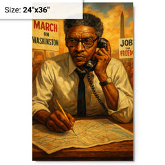 Bayard Rustin organizing the March on Washington metal print on a plain backdrop in size 24"x36".
